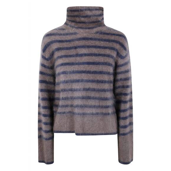 LISA YANG Sweaters - NEW LISA YANG women's floren truffle brushed stripe sweater in night fall brushe